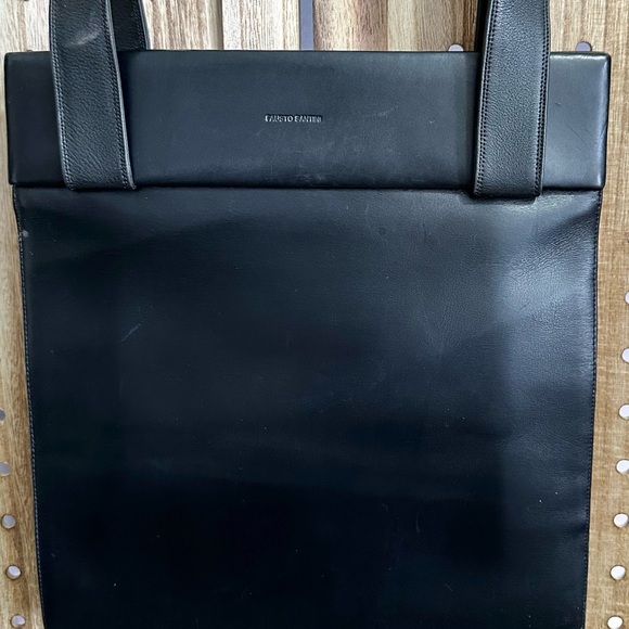 Fausto Santini Black Italian Leather Clutch Shoulder Flat Bag Made in Italy 🇮🇹 - Picture 2 of 9